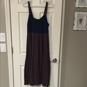 Elegant Navy and Red Floral Dress